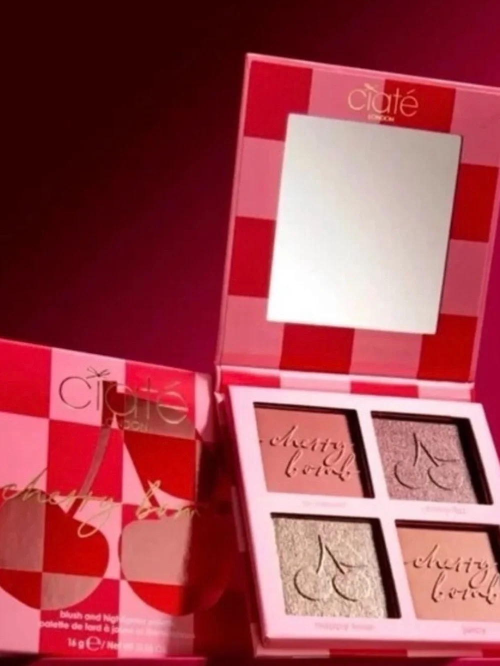 NIB Ciate London Cherry Bomb Blush & Highlight Palette